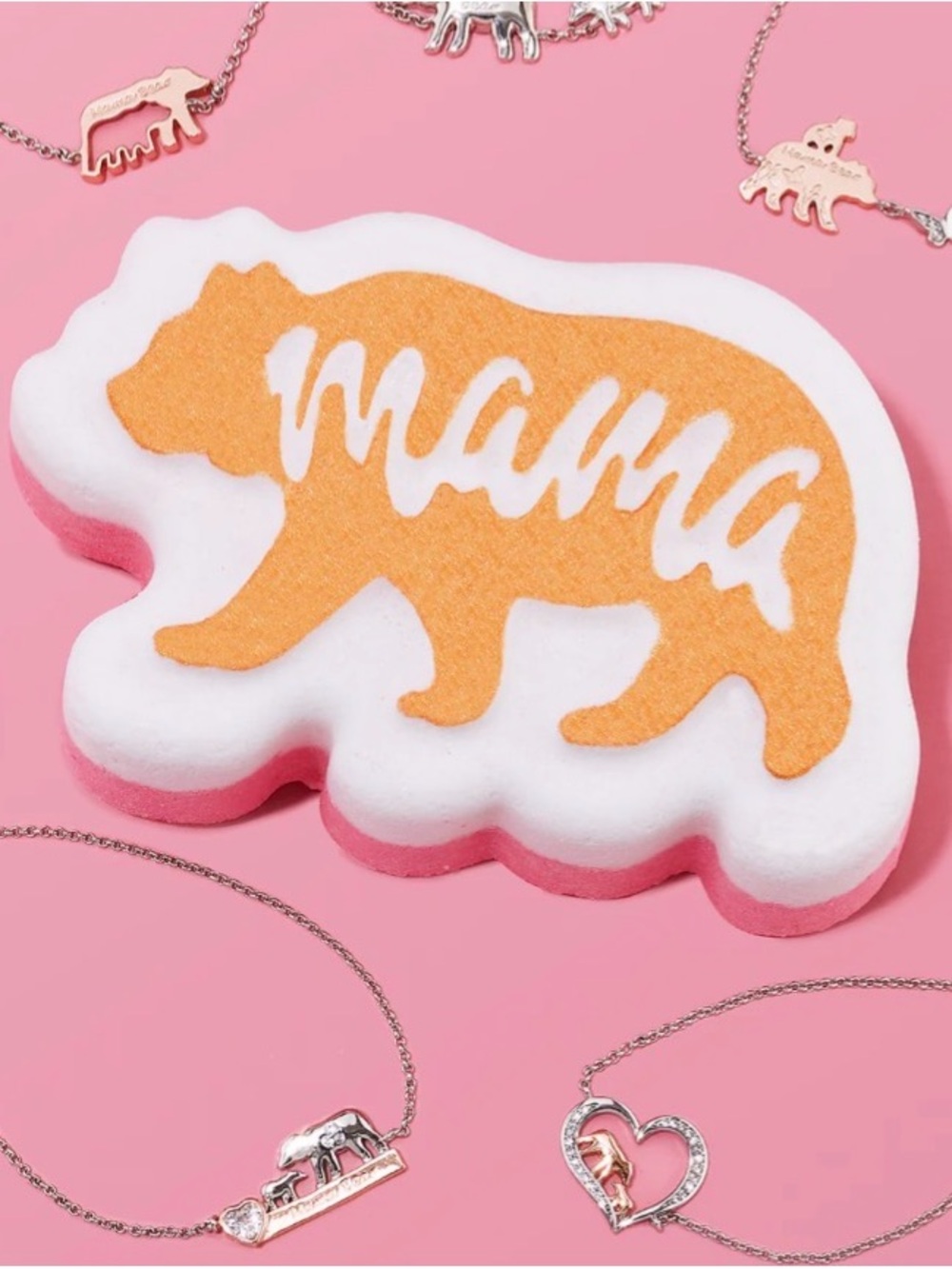 Mama Bear Bath Bomb - White & Pink with Gold Accent